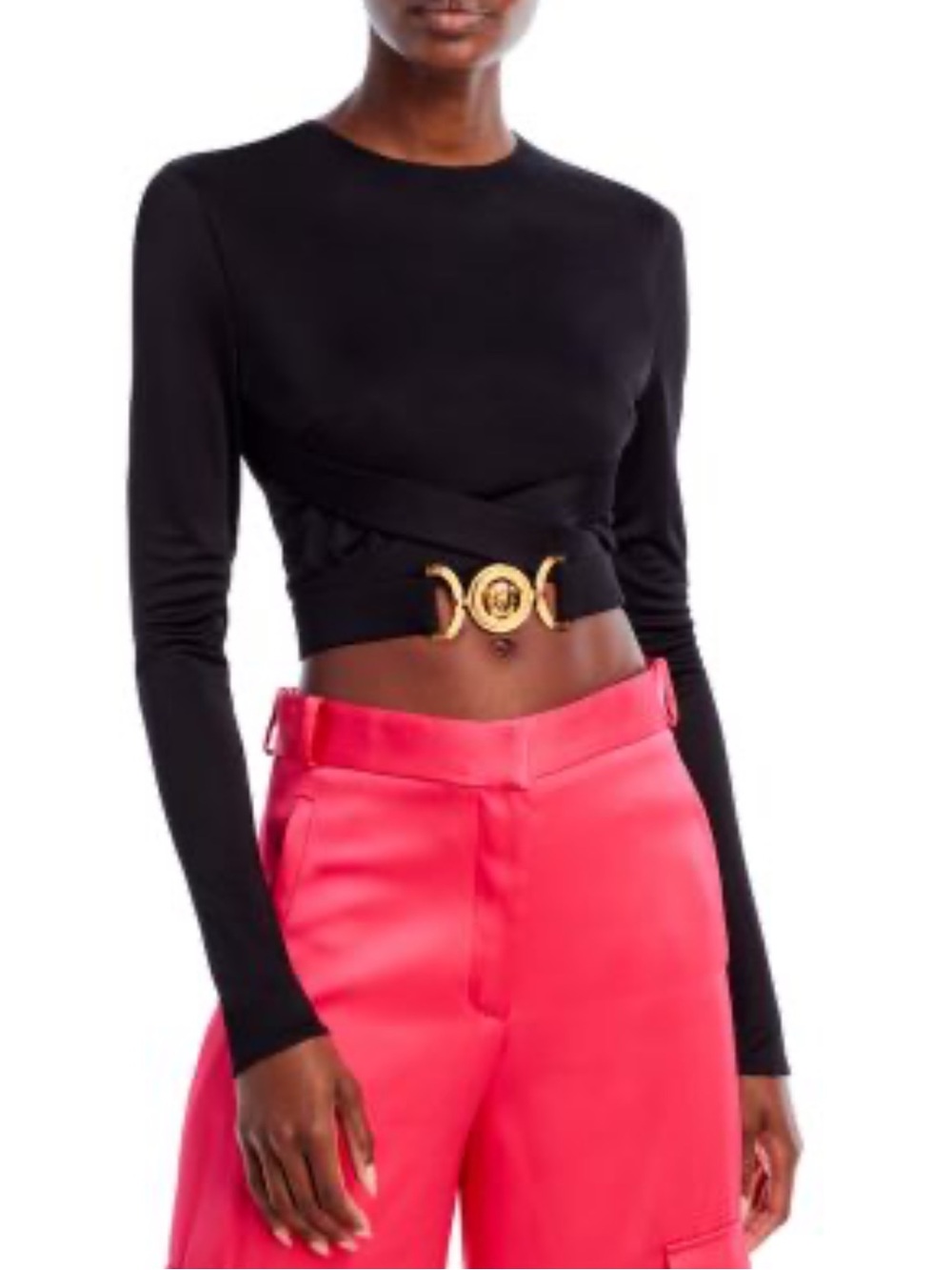 Versace Black Top with Gold Medusa Buckle